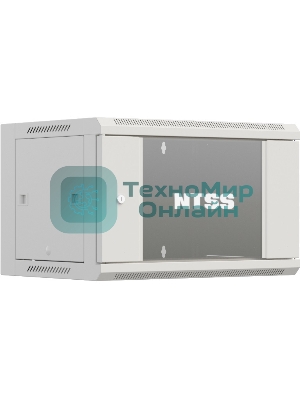 Шкаф коммутационный NTSS Премиум (NTSS-W18U6045GS-2) настенный 18U 600x450мм пер.дв.стекл 60кг серый IP20 сталь