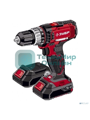 Дрель-шуруповерт аккумуляторная Зубр ДШУ-185-22, Аккумуляторный, 18В, 2 АКБ, Ударный, Кейс