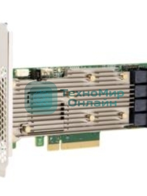 Контроллер MegaRAID 9460-16I SGL (05-50011-00), PCIe 3.1 x8 LP, SAS/SATA/NVMe, RAID 0,1,5,6,10,50,60, 16port(4 * int SFF8643), 4Gb Cache, 3516ROC