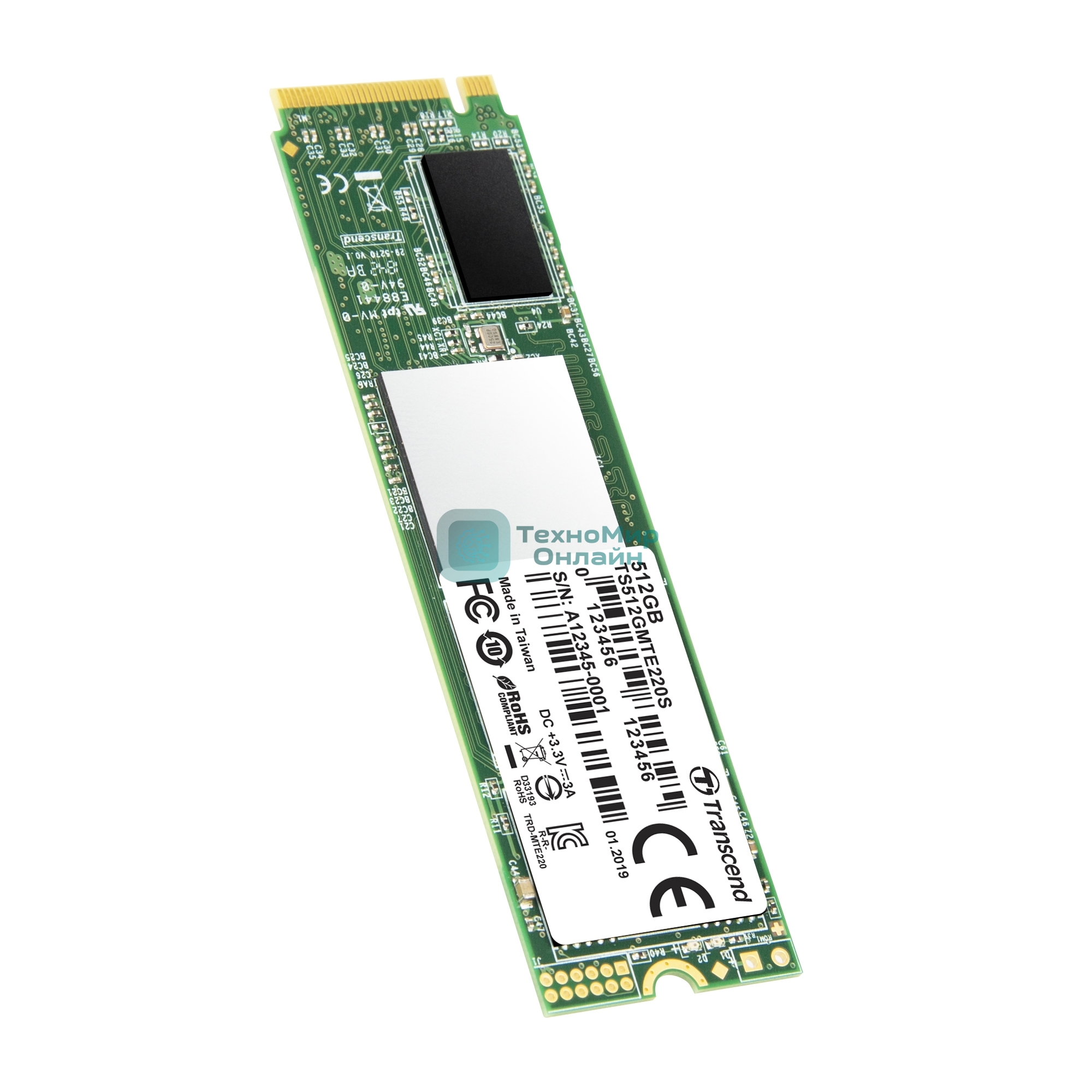 Накопитель SSD 512GB Transcend MTE220S, 3D TLC NAND, M.2, PCI-E 4x [ R/W - 2800/3500 MB/s]
