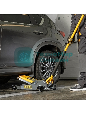 Домкрат гидравлический подкатной Denzel 3 т, 85-610 мм, быстрый подъем, низ. подхват, проф, SUV