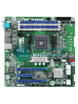 Материнская плата ASRock X470D4U/VN, AM4, AMD X470, 4xDDR4 (ECC), 6xSATA, 2xM.2, 1xPCIe x16, 1xPCIe x8, 2xGb LAN, 2xUSB 3.0, VGA, 3xRJ-45, mATX
