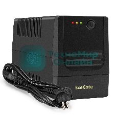 Источник бесперебойного питания ExeGate Power NB-850.LED.AVR.4C13 (850VA/510W, LED, AVR, 4*C13, батарея 12V 9Ah, черный)