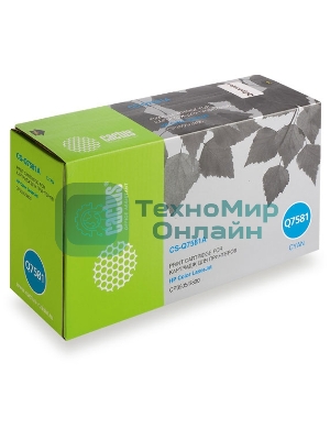 Картридж лазерный Cactus CS-Q7581A голубой (6000 стр.) для HP Color LaserJet CP3505/3800