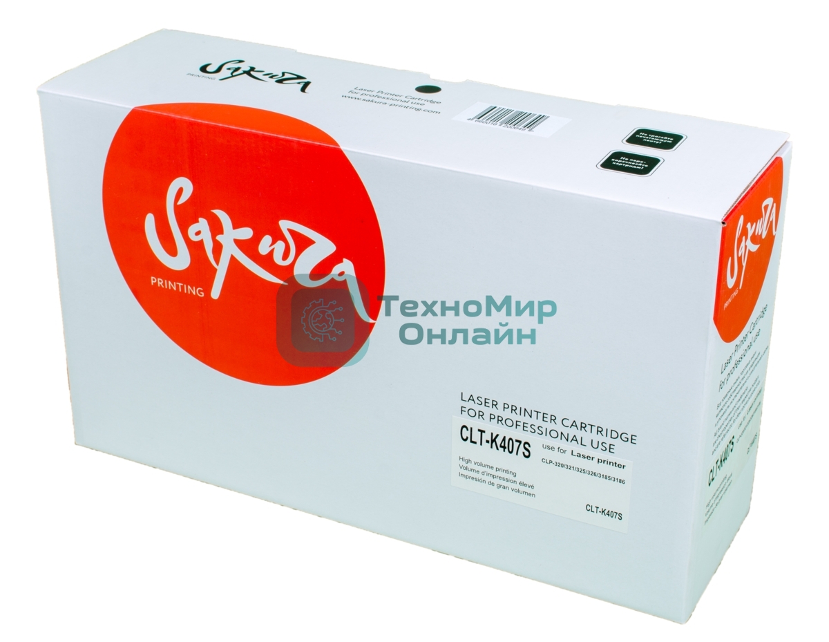 Картридж лазерный Sakura CLTK407S для Samsung CLP-320/325, CLX-3185, черный, 1500 к.