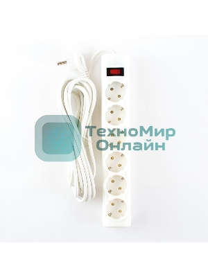 Сетевой фильтр Defender DFS 155 5.0 m, 6 розеток, белый