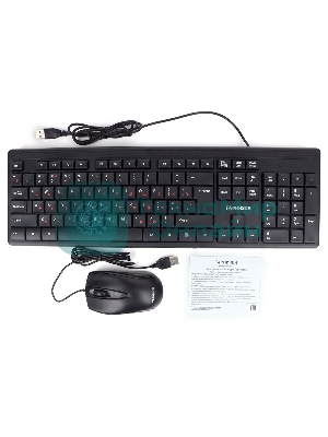 Комплект клавиатура + мышь пров. Гарнизон GKS-126, черный, 104 кл, 3кн, 1000 DPI, кабель 1.5м