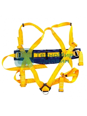 Удерживающе-страховочная привязь Сибртех модель УСП II,наплечные и набедренные лямки,высокий кушак