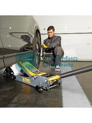 Домкрат гидравлический подкатной Denzel 3 т, 85-610 мм, быстрый подъем, низ. подхват, проф, SUV