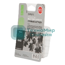 Картридж струйный Cactus CS-PG512 черный (14 мл) для Canon Pixma iP2700/MP240/MP250/MP260/MP270/MP272/MP280/MP480/MP490/MP492/MP495/MX320/MX330/MX340/MX350