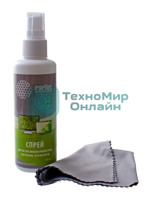 Чистящий набор (салфетки + спрей) Cactus CS-S3001E для экранов и оптики 1 шт 18x18 см 100 мл