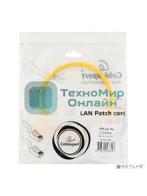 Патч-корд UTP Cablexpert cat.5e, 0.5м, литой, многожильный, желтый