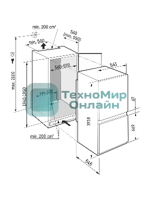 Встраиваемый холодильник Liebherr Plus, ниша 194 см, BioFresh, МК NoFrost 3 контейнера, сенсорный дисплей Touch, door sliding