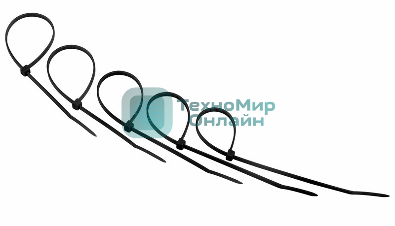 Хомут-стяжкa нeйлонoвая Rexant 200x3,6 мм, черная, упаковка 25 шт.