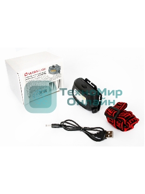 Фонарь налобный Ultraflash LED5359 (аккум 5В черный COB 3 Ватт, 3 реж.,пласт.,бокс)