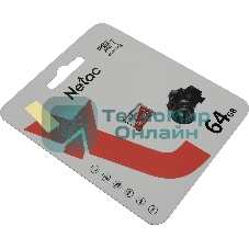 Флеш карта Netac P500 ECO 64Gb MicroSDXC U1/C10 up to 80Mb/s, retail pack card only