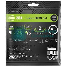 Кабель аудио-видео Cactus CS-HDMI.1.4-2 HDMI (m)/HDMI (m) 2м. позолоченные контакты черный