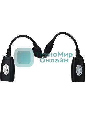 Кабель AM/AF удлинитель USB по витой паре VCOM (AM/RJ45-RJ45/AF) до 45m CU824