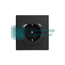 Розетка Kranz STRONG 1-ая с/з с/у з/ш 16А с USB A+C быстрой зарядки 5В/3А антрацит