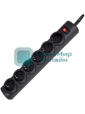 Сетевой фильтр Defender DFS 151 1.8 m, 6 розеток, черный