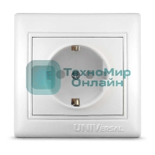 Розетка 1-м СП Севиль 16А IP32 с заземл. защ. шторки бел. UNIVersal С0049