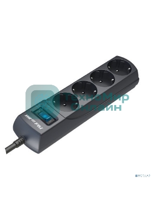 Сетевой фильтр ZIS (Pilot) m Max 4 розетки (евро с заземлением), 15А/3.3 кВа, автомат, 1.8 м, серый графит Surge protector Pilot m Max 4 euro outlets, 15А/3.3кВа, 1.8m