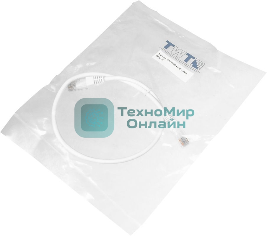 Патч-корд LANMASTER UTP TWT-45-45-0.5-WH вилка RJ-45-вилка RJ-45 cat.5е 0.5м белый ПВХ