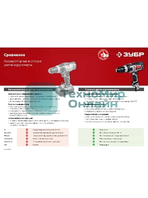 Дрель-шуруповерт сетевой ЗУБР ДШ-М1-400-2, Сетевая, 400Вт