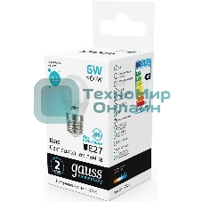 Лампа светодиодная Gauss Elementary 6Вт цок.: E27 шар 220B 4100K св. свеч. белый. ней. (упак.: 10 шт)