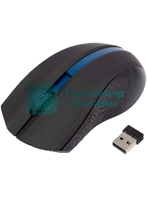 Мышь беспроводная HIPER HOMW-074 черный/синий, 1000 dpi, радиоканал, USB, кнопки - 3