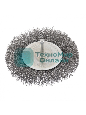 Щетка для дрели Сибртех 100 мм, плоская со шпилькой, витая проволока 0,3 мм