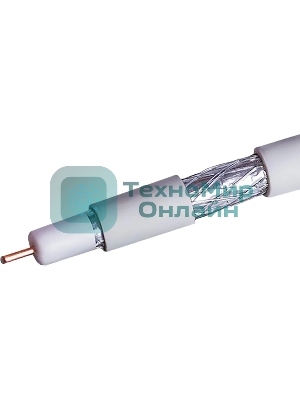 Кабель коаксиальный RG-6 CCS 1.02 (21проц.)/FPE/Al-Pet-Al Foil Unbonded/Al 64х0.12/PVC RW белый (уп.100м) Net.On 109L