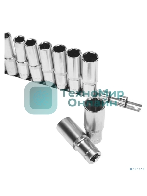 Набор удлиненных торцевых головок Rexant 1/2, шестигранные, CrV, 10 шт., 10-22 мм