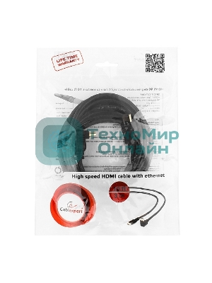 Кабель Cablexpert HDMI CC-HDMI490-10, 19M/19M, v2.0, медь, позол.разъемы, экран, угловой, 3м, черный, пакет