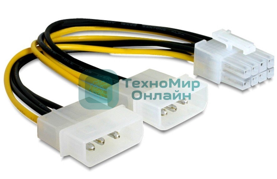 Разветвитель питания Gembird CC-PSU-81, 2хMolex->PCI-Express 8pin, для подключения в/к PCI-Е (8pin) к б/п ATX