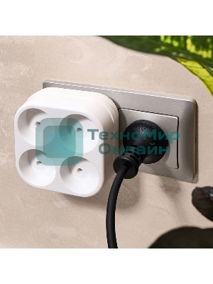 Четверник электрический Rexant 6А без заземления, белый