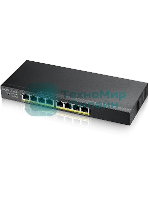 Коммутатор гибридный Smart L2 PoE+ Zyxel NebulaFlex GS1915-8EP, 8xGE PoE+, бесшумный (без вентилятора), бюджет PoE 60 Вт, автономное/облачное управление