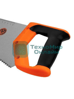 Ножовка по дереву Sparta 400 мм, 7-8 TPI, зуб-2D, каленый зуб, линейка, двухкомпонентная рукоятка