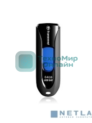 Флешка USB Transcend JetFlash 790 (TS64GJF790K), 64 Gb, USB 3.0, R/W 90/40, черный/синий