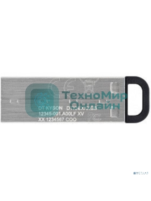 Флешка USB Kingston KYSON (DTKN/64GB), 64Gb, USB 3.2 Gen 1, R/W 200/60, серебристый/черный