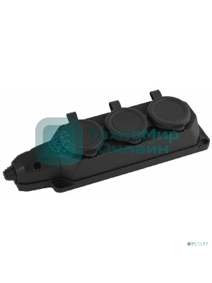 Колодка каучуковая ЭРА с/з 3гн 16A IP44 черная