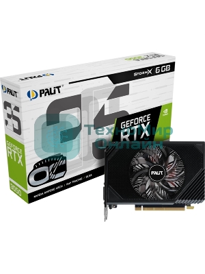 Видеокарта Palit RTX 3050 STORMX OC 6Gb NVIDIA GeForce RTX 3050 6Gb PCI-E 4.0 96bit GDDR6 1042/14000 DVIx1 HDMIx1 DPx1 HDCP Ret