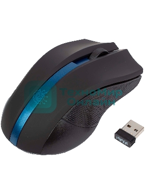 Мышь беспроводная HIPER HOMW-074 черный/синий, 1000 dpi, радиоканал, USB, кнопки - 3