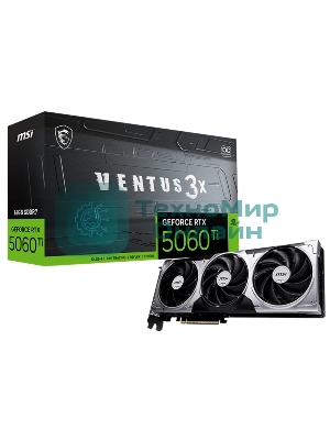 Видеокарта MSI RTX 5060 Ti VENTUS 3X OC 16GB, NVIDIA RTX 5060 Ti, 16 ГБ GDDR7, 128 бит, PCI-e 5.0, 1xHDMI, 3xDP, 2602 МГц