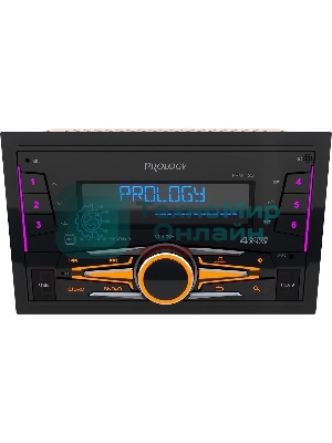 Автомагнитола Prology PRM-120, 2 DIN, Bluetooth, USB Type-A, AUX, пульт ДУ