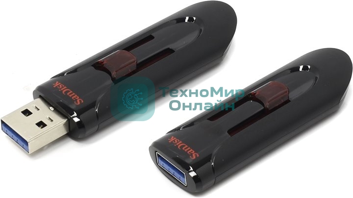 Флешка USB SanDisk CZ600 Cruzer Glide (SDCZ600-016G-G35), 16Gb, USB 3.0, R/W 100/30, черный/красный