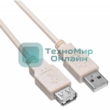 Кабель-удлинитель USB2.0 Buro USB2.0-AM-AF-1.8M-MG A(m)/A(f) (1.8м) феррит.кольца
