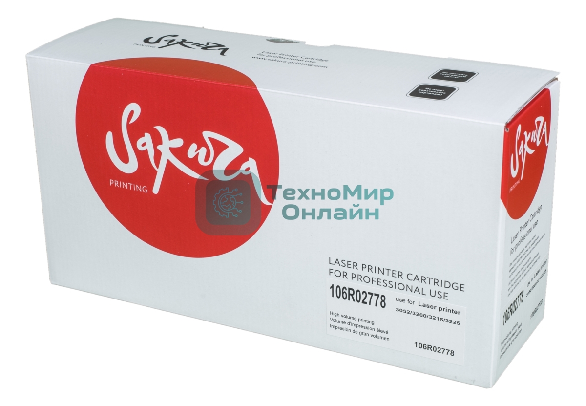 Картридж лазерный Sakura 106R02778 для Xerox Phaser 3052/3260/WC3215/3225, черный, 3000 к.