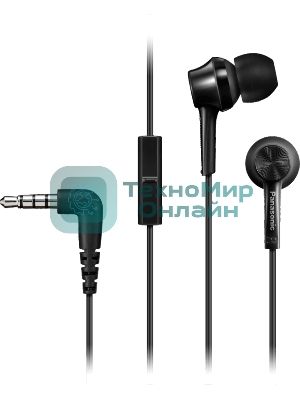 Проводные наушники Panasonic RP-TCM115GCK черный, внутриканальные, Jack 3.5 мм