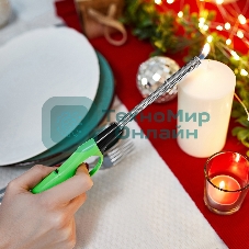 Бытовая газовая пьезозажигалка с классическим пламенем многоразовая (1 шт.) зеленая СК-302W с гибким стержнем Сокол